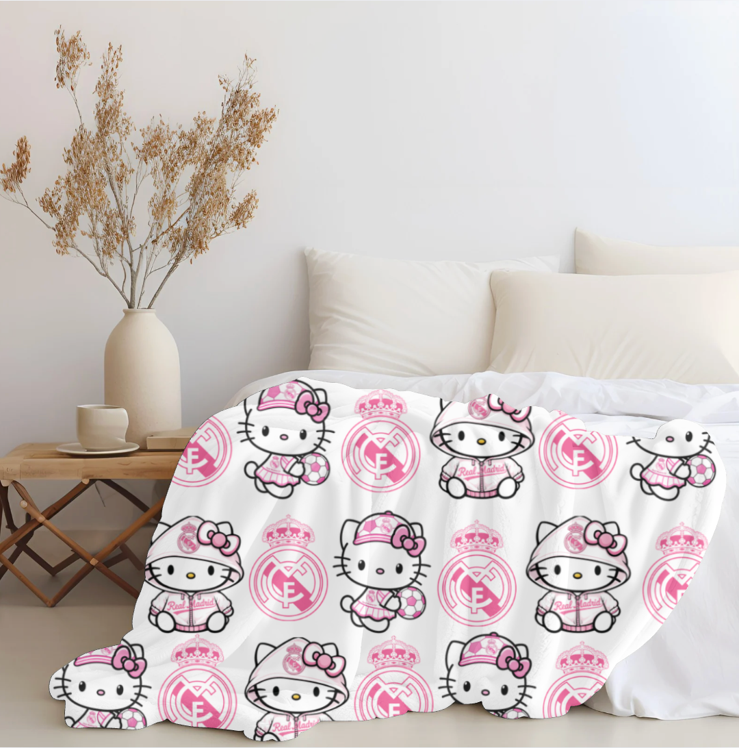 Hello Madrid Pink Plush Blanket