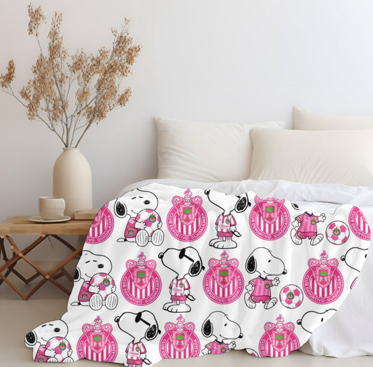 Snoopy x Chivas Pink Plush Blanket