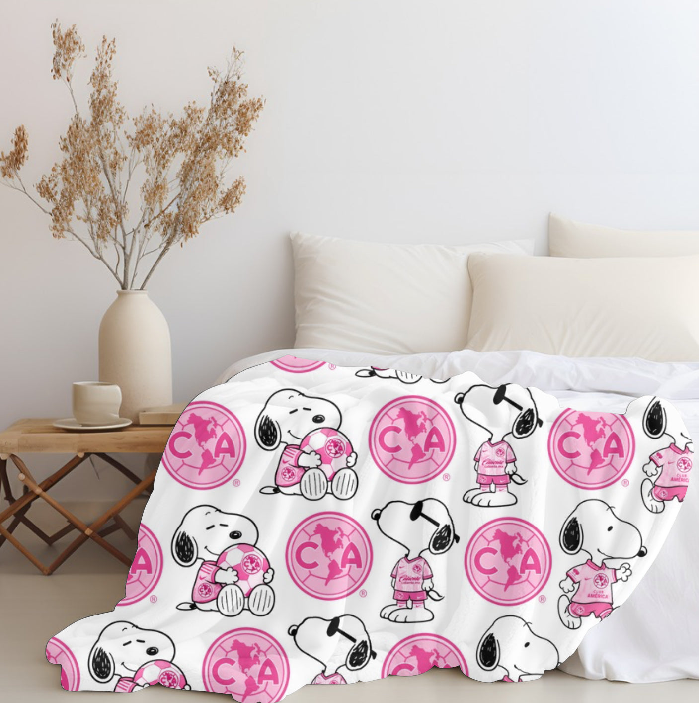 Snoopy x Club America Pink Plush Blanket