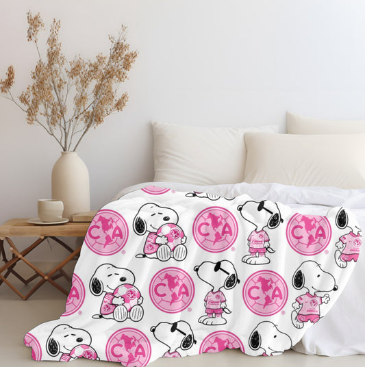Snoopy x Club America Pink Plush Blanket