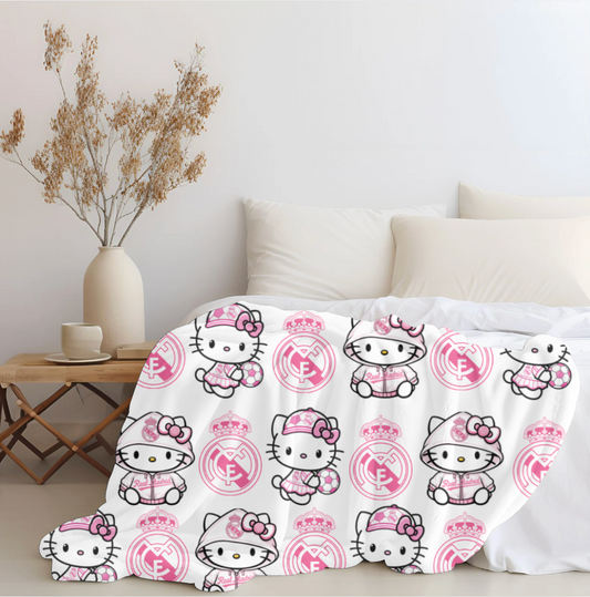Hello Madrid Pink Plush Blanket