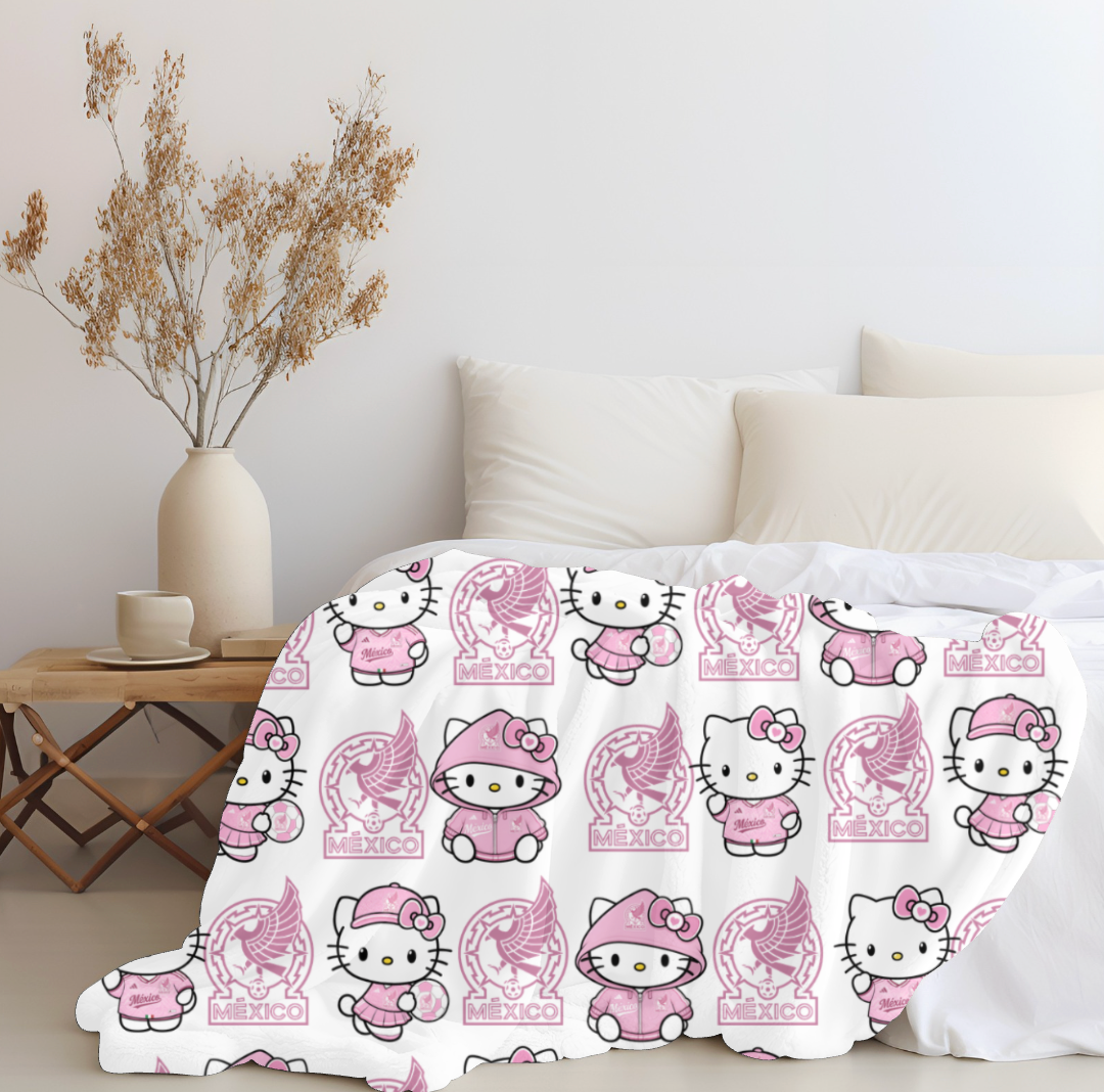 Hello Mexico Pink Plush Blanket