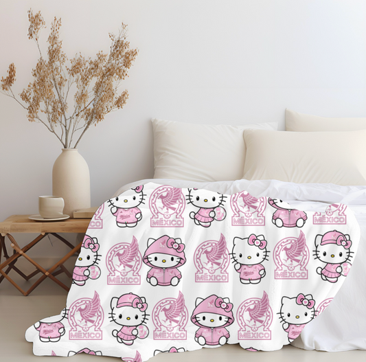 Hello Mexico Pink Plush Blanket
