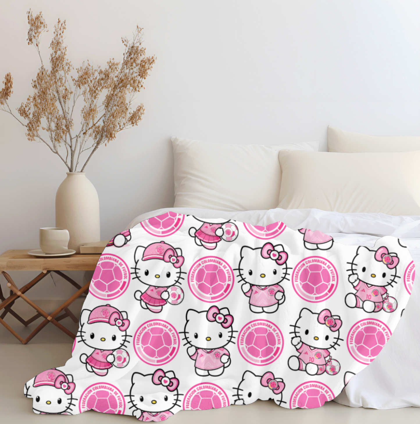 Hello Colombia Pink Plush Blanket